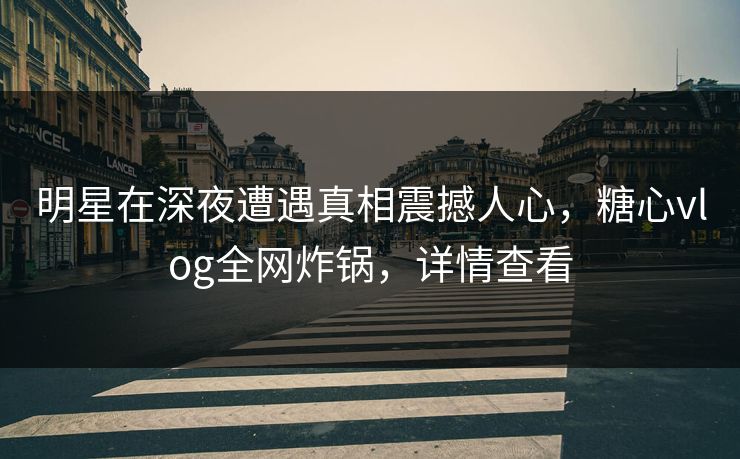 明星在深夜遭遇真相震撼人心，糖心vlog全网炸锅，详情查看