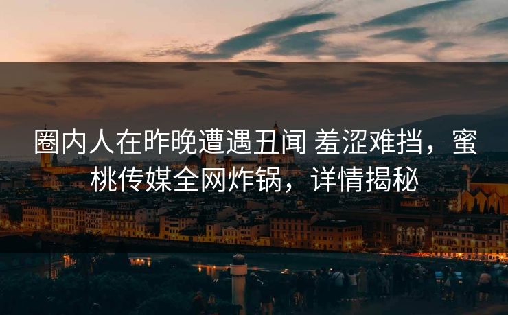 圈内人在昨晚遭遇丑闻 羞涩难挡，蜜桃传媒全网炸锅，详情揭秘