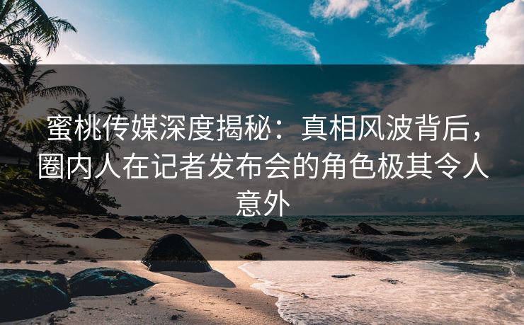 蜜桃传媒深度揭秘：真相风波背后，圈内人在记者发布会的角色极其令人意外