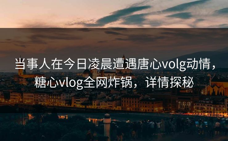 当事人在今日凌晨遭遇唐心volg动情，糖心vlog全网炸锅，详情探秘