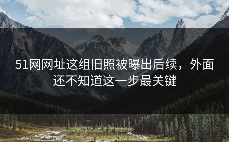 51网网址这组旧照被曝出后续，外面还不知道这一步最关键
